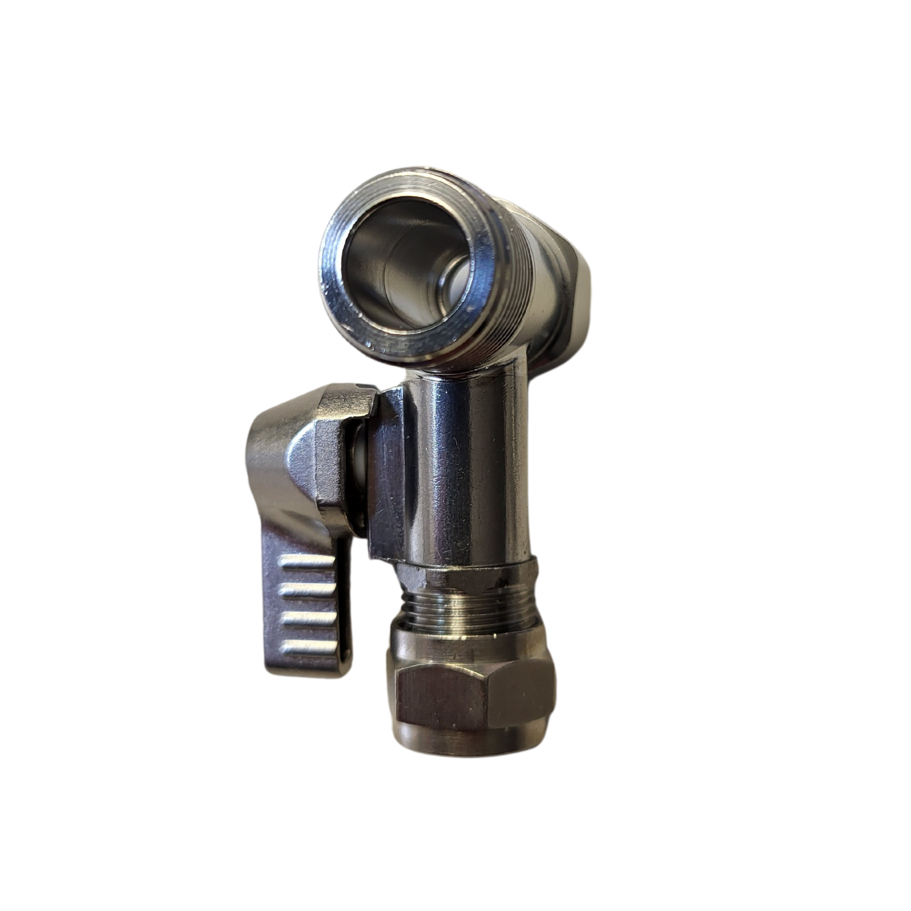 Edelstahl Absperrhahn Absperrventil Adapter T-Stück 3/8 x 3/8 x 3/8" Schraubverschluss
