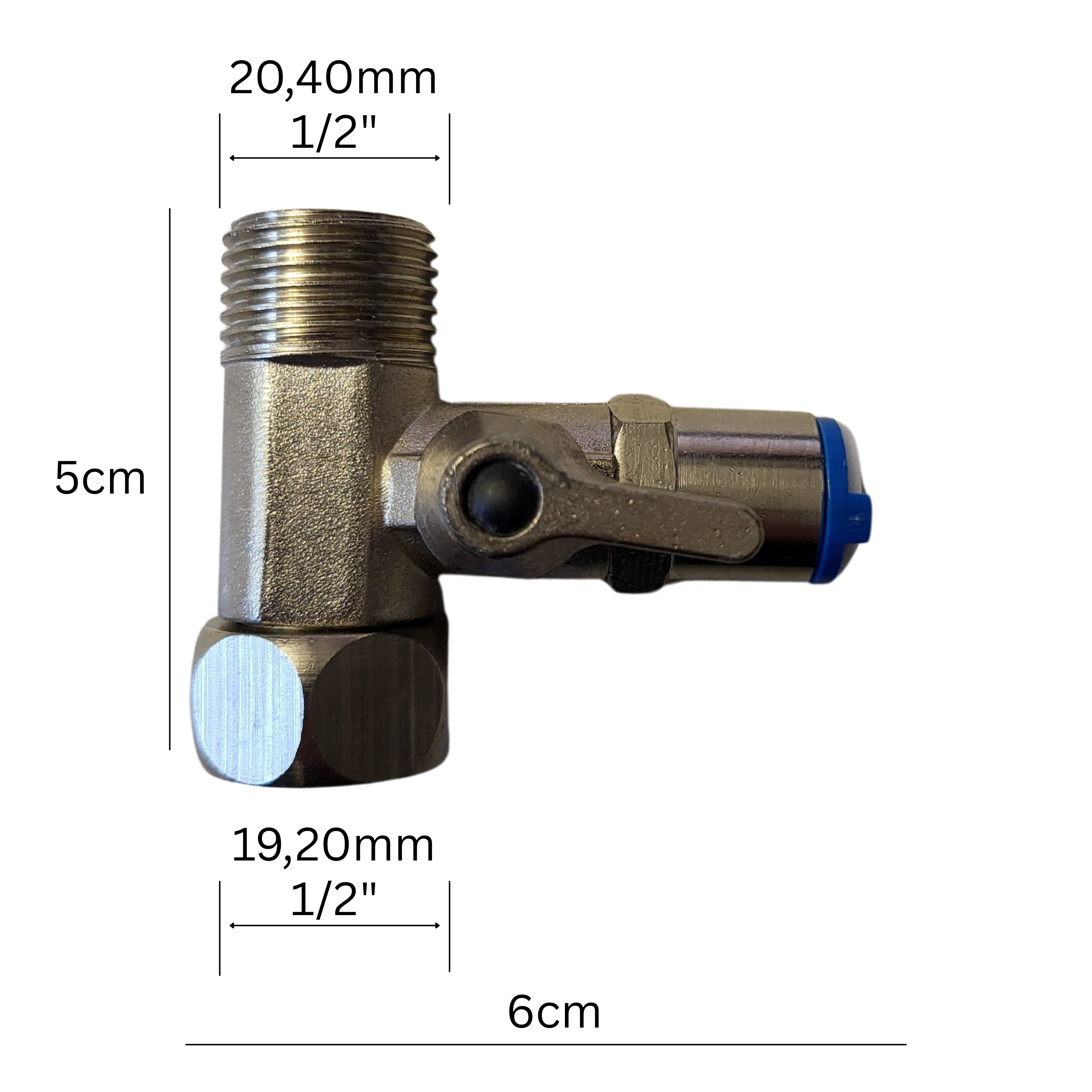 Absperrhahn Absperrventil Adapter T-Stück 1/2 x 1/2 x 3/8" Schnellverbinder QC