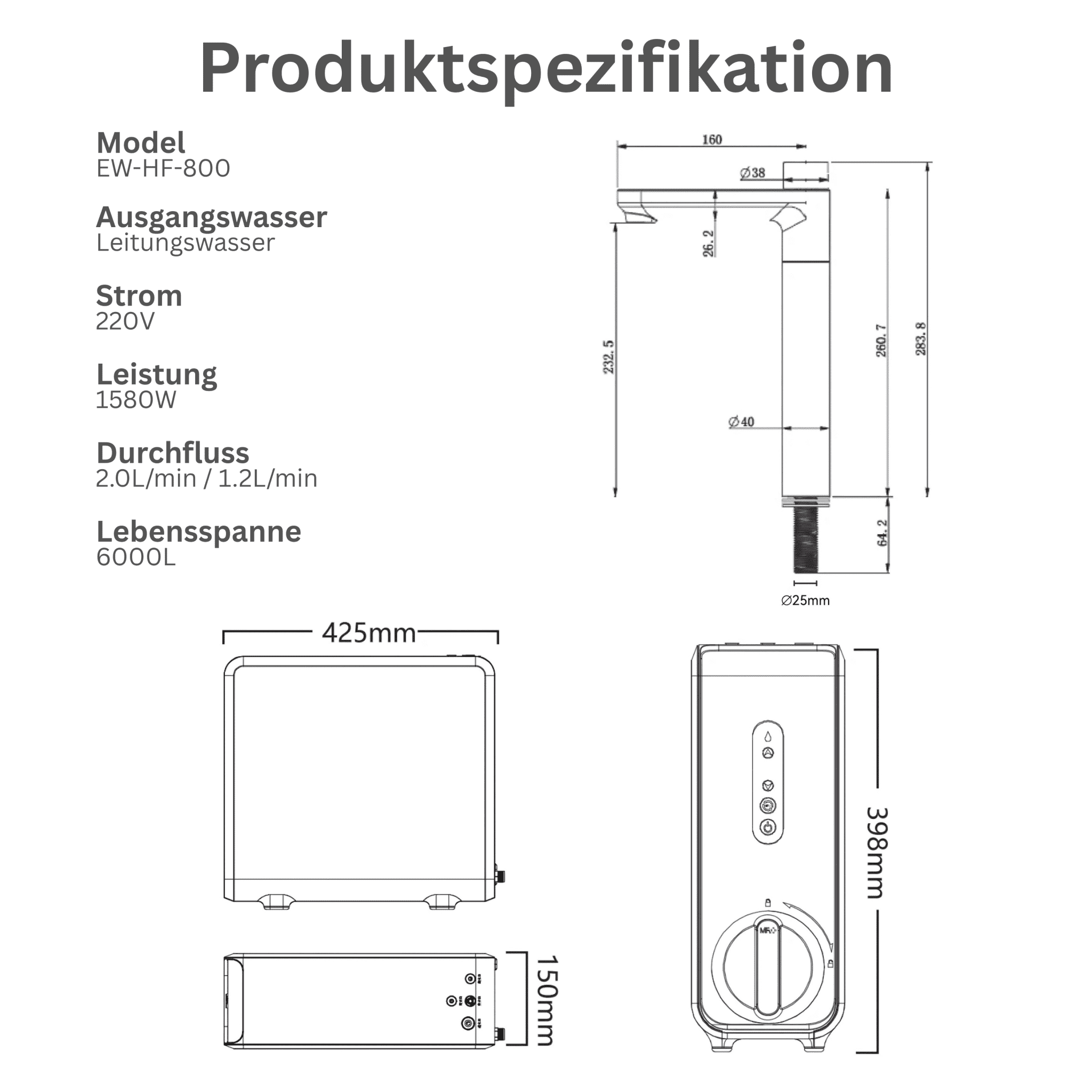 HeatFlow - Umkehrosmoseanlage mit 100°C Heizfunktion und 2L/min