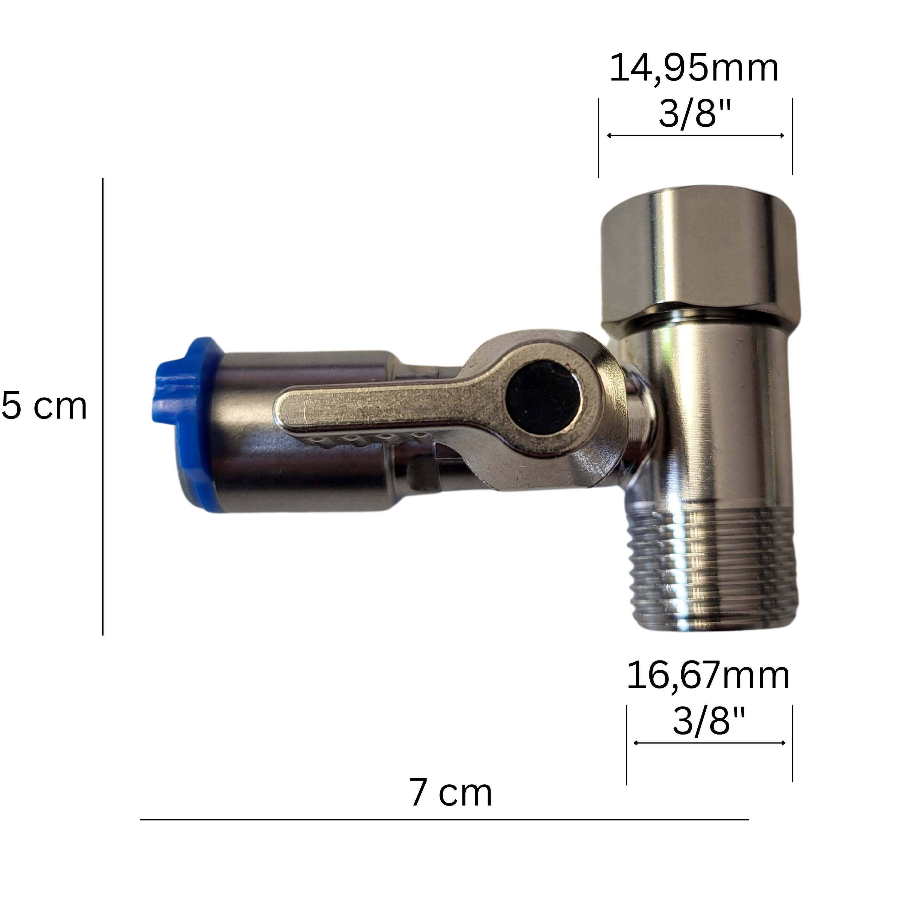 Edelstahl Absperrhahn Absperrventil Adapter T-Stück 3/8 x 3/8 x 3/8" QC-Schlauchanschluss