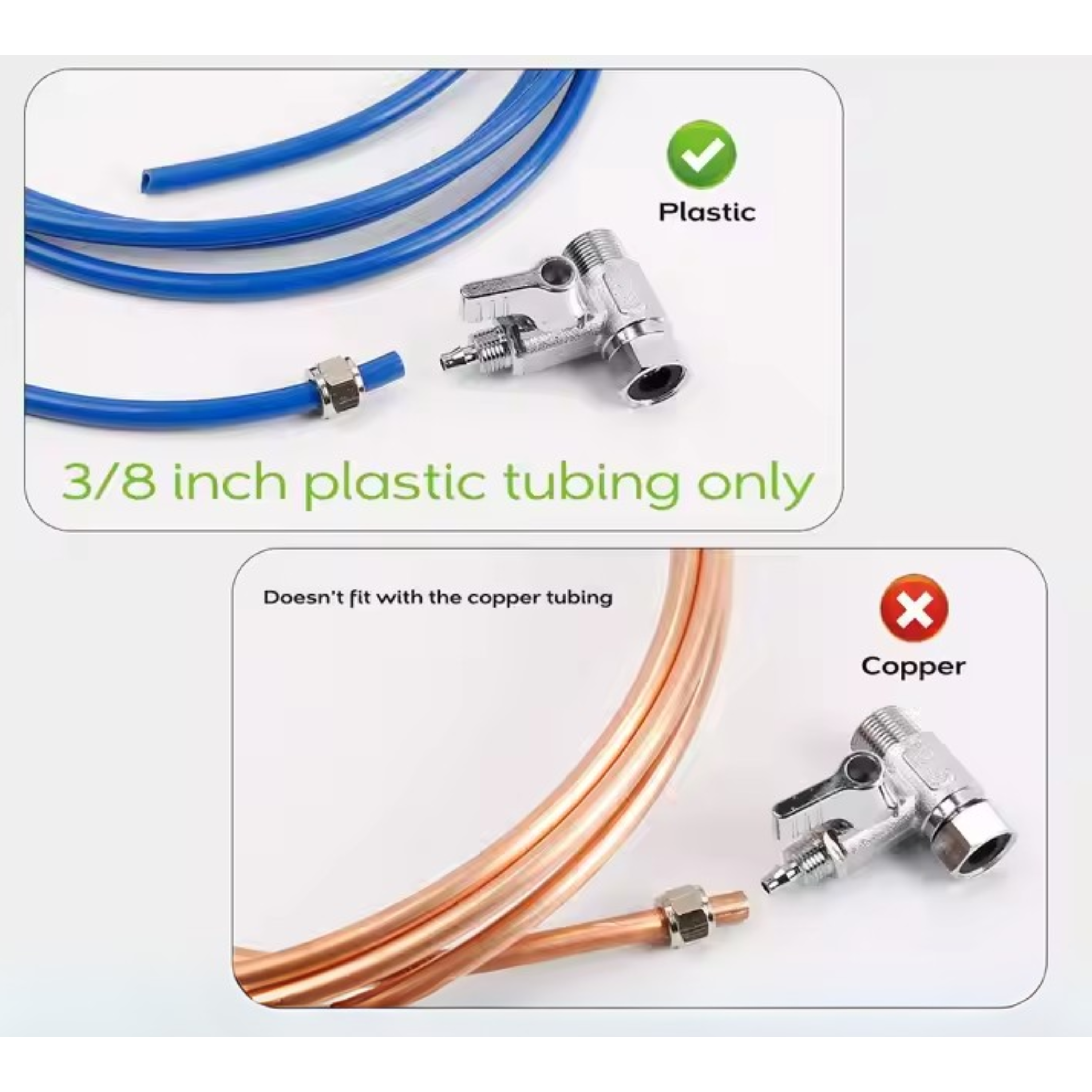 Absperrhahn Absperrventil Adapter T-Stück 3/8 x 3/8 x 3/8" QC-Schlauchanschluss