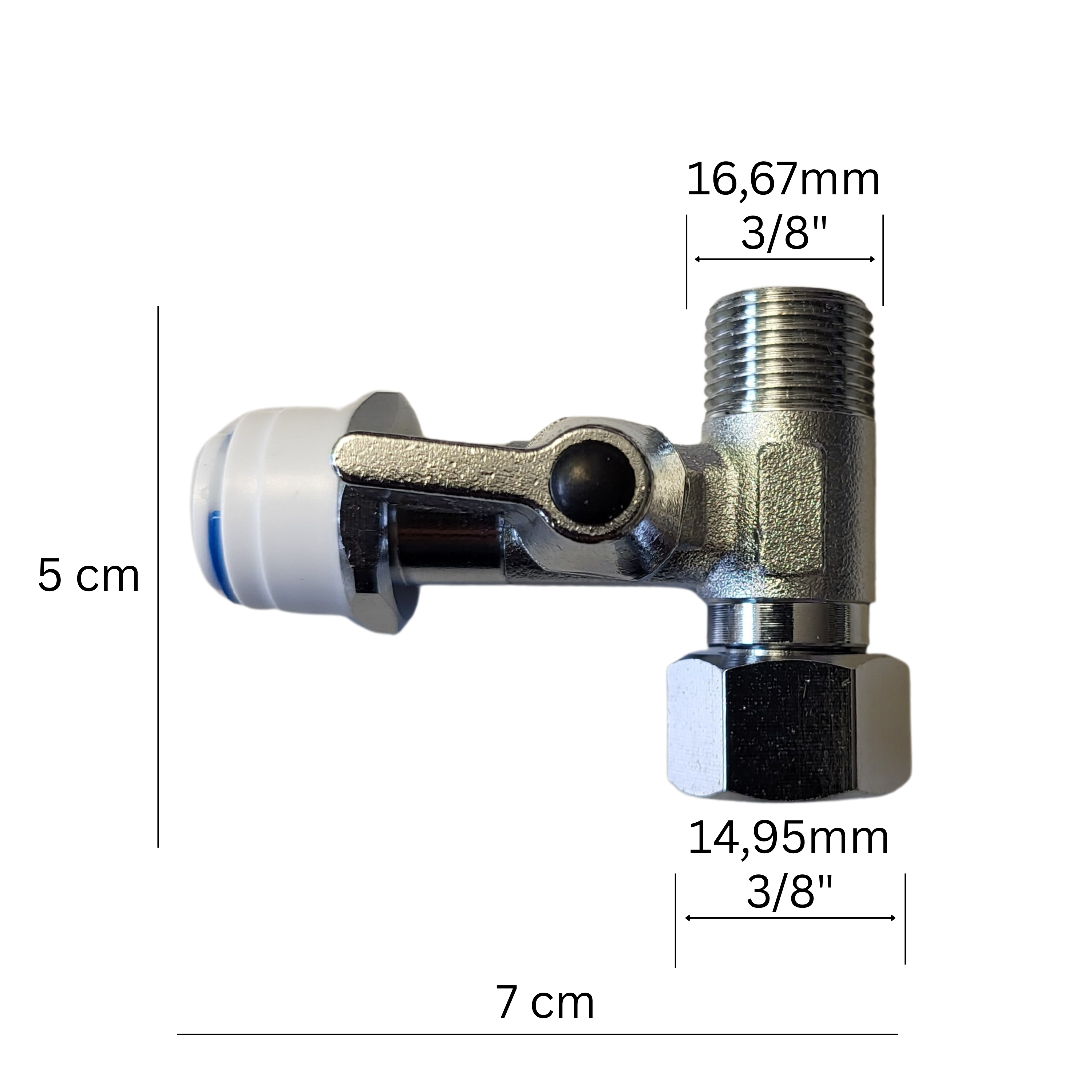 Absperrhahn Absperrventil Adapter T-Stück 3/8 x 3/8 x 3/8" QC-Schlauchanschluss
