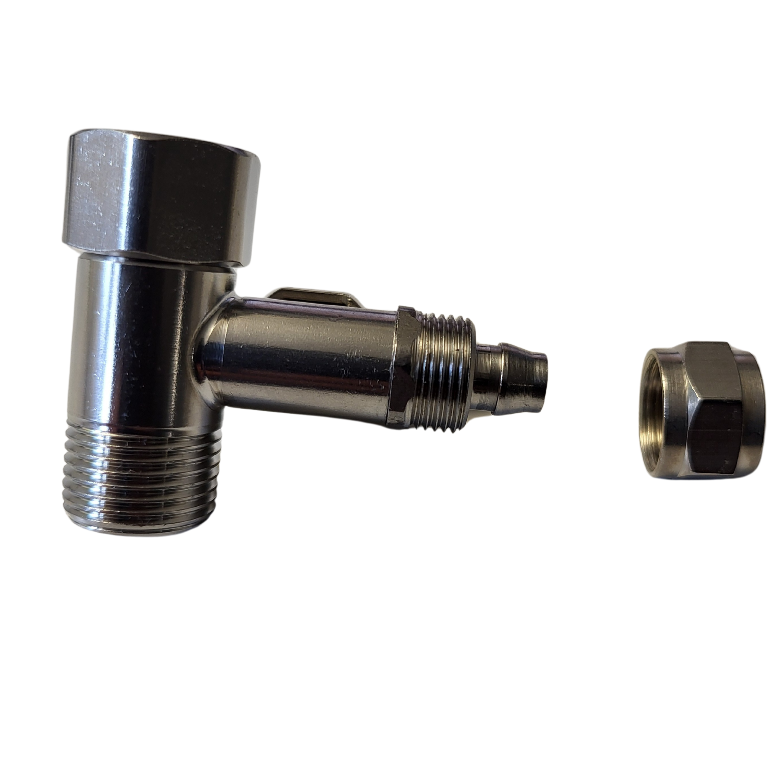 Edelstahl Absperrhahn Absperrventil Adapter T-Stück 3/8 x 3/8 x 3/8" Schraubverschluss
